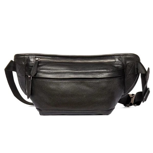 sac banane en cuir noir