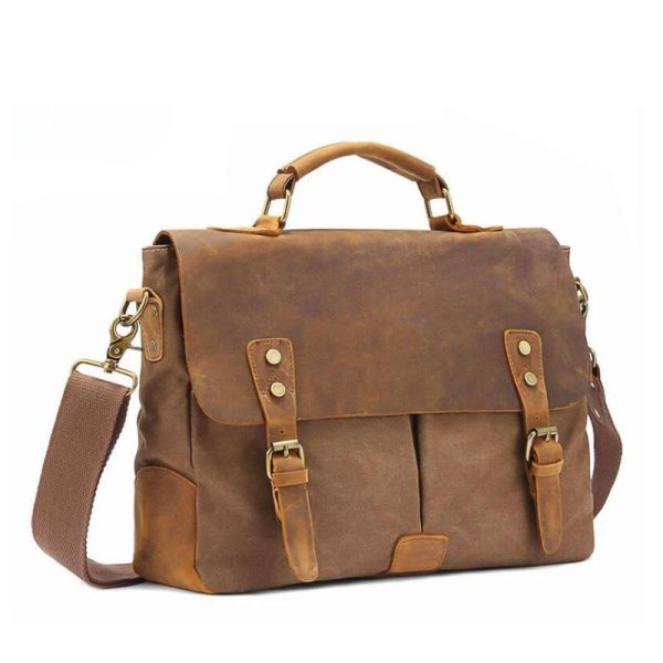 besace en cuir et toile sophistiquée