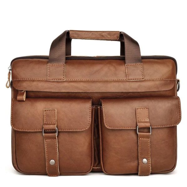 sac en cuir marron pour ordinateur
