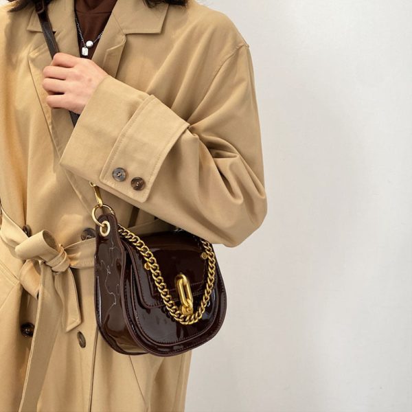 Petit Sac Bandoulière en Cuir Brillant