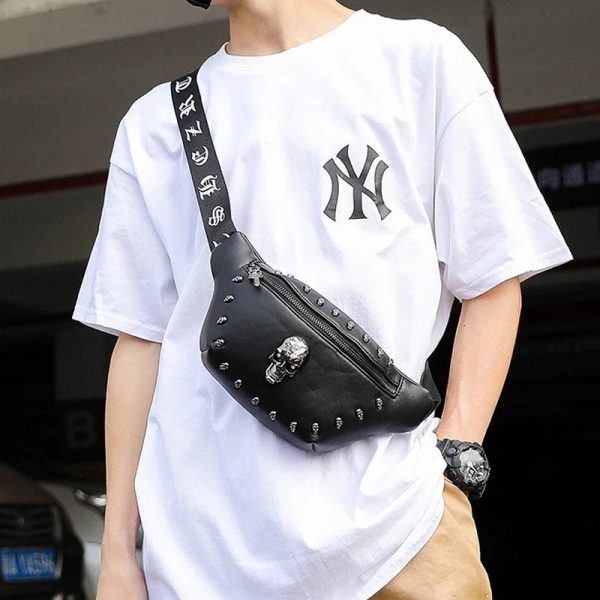 sac banane cuir tête de mort