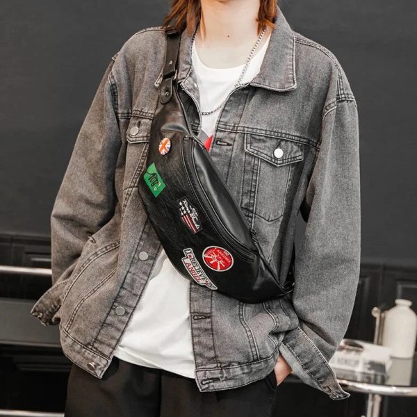 sac banane cuir écussons