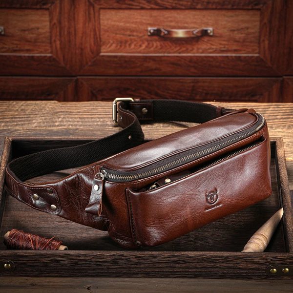 sac banane homme cuir lisse