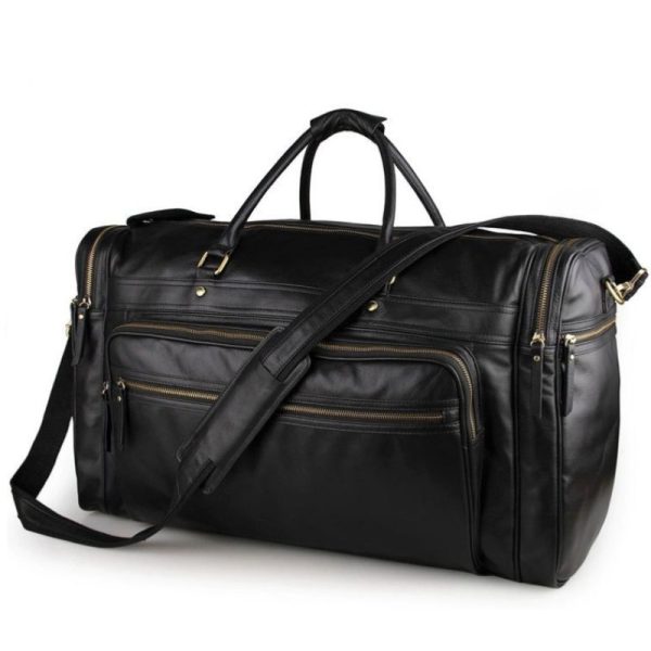 sac de voyage cuir noir