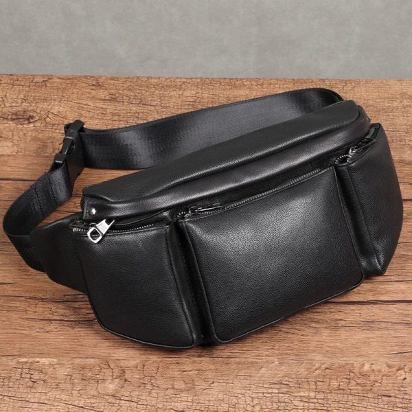 sac banane cuir homme noir