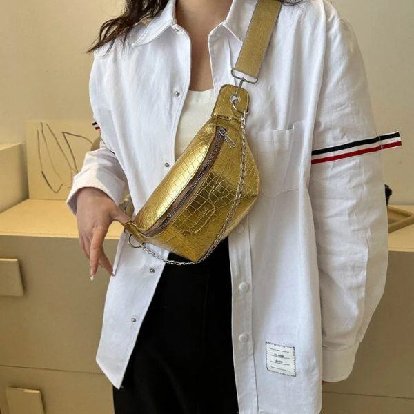 sac banane cuir femme effet crocodile