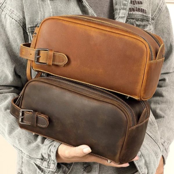 trousse de toilette en cuir homme