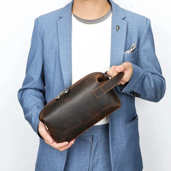 trousse de toilette en cuir homme