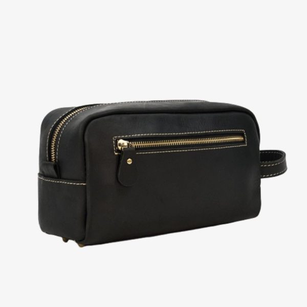 trousse de toilette en cuir noir